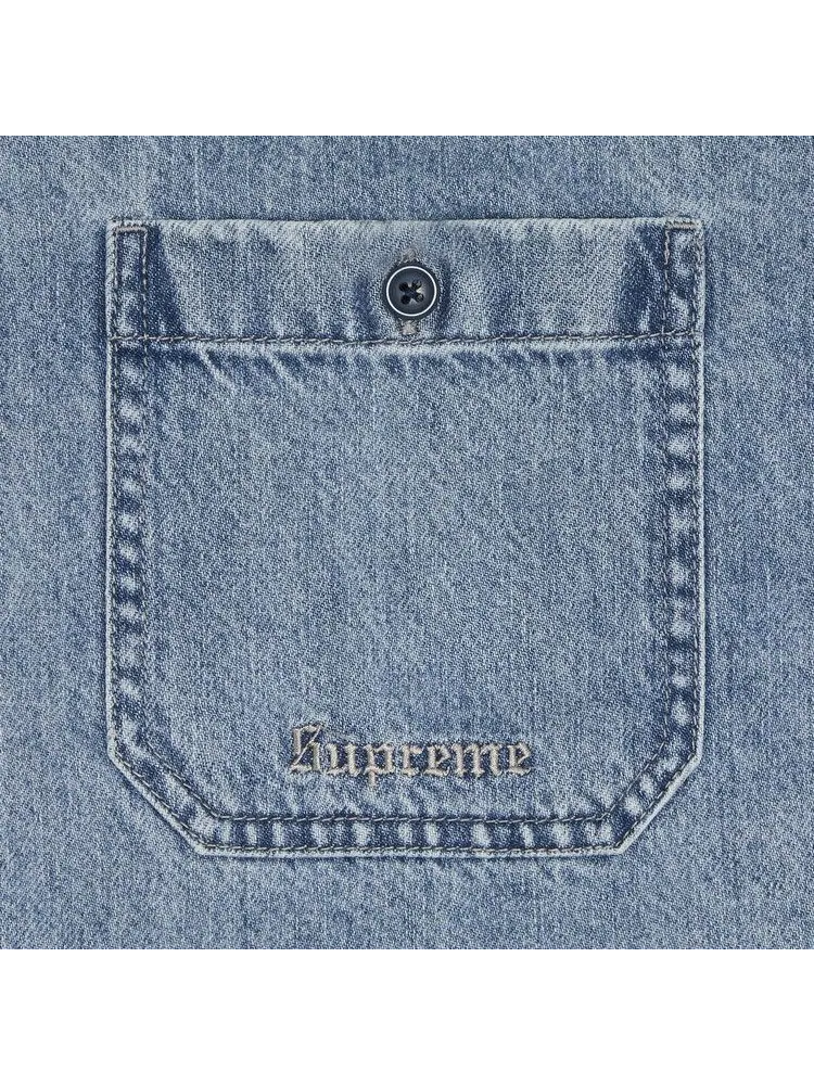 Рубашка Supreme Hooded Denim Shirt — изображение 3 из 3, индиго