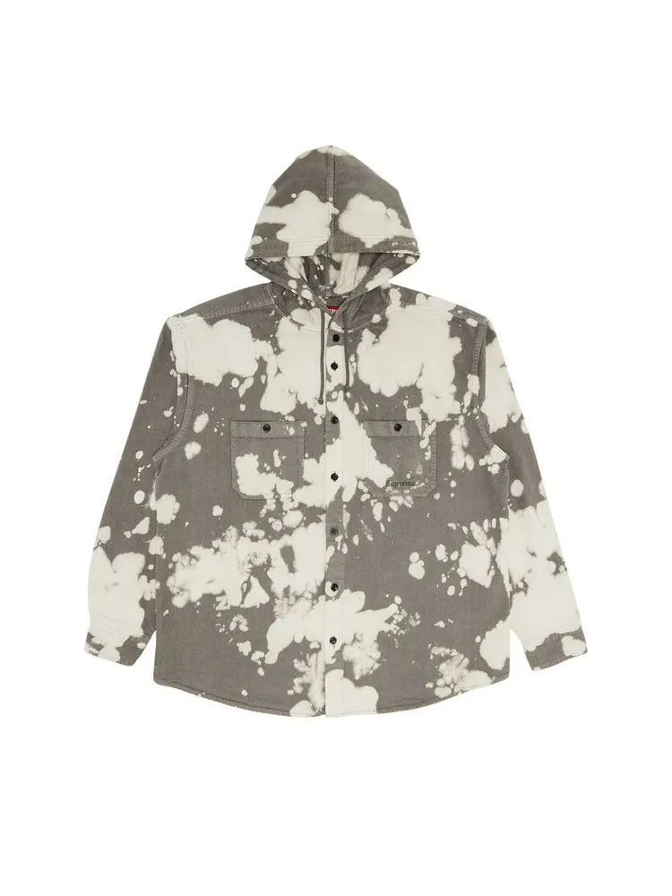 Рубашка Supreme Hooded Denim Shirt — изображение 1 из 3, серый