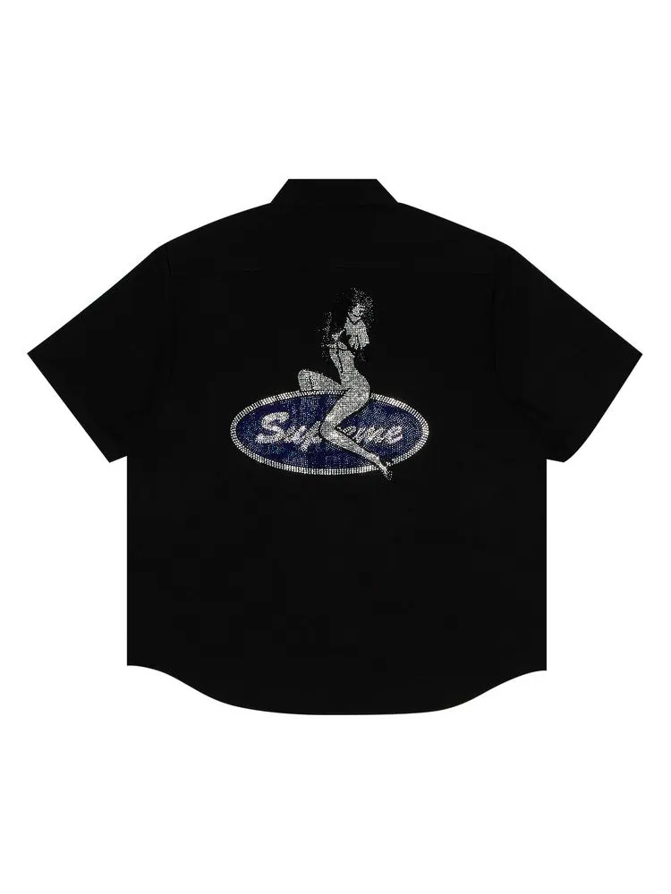 Рубашка Supreme Rhinestone Pin Up Short-Sleeve Work Shirt — изображение 2 из 3, черный