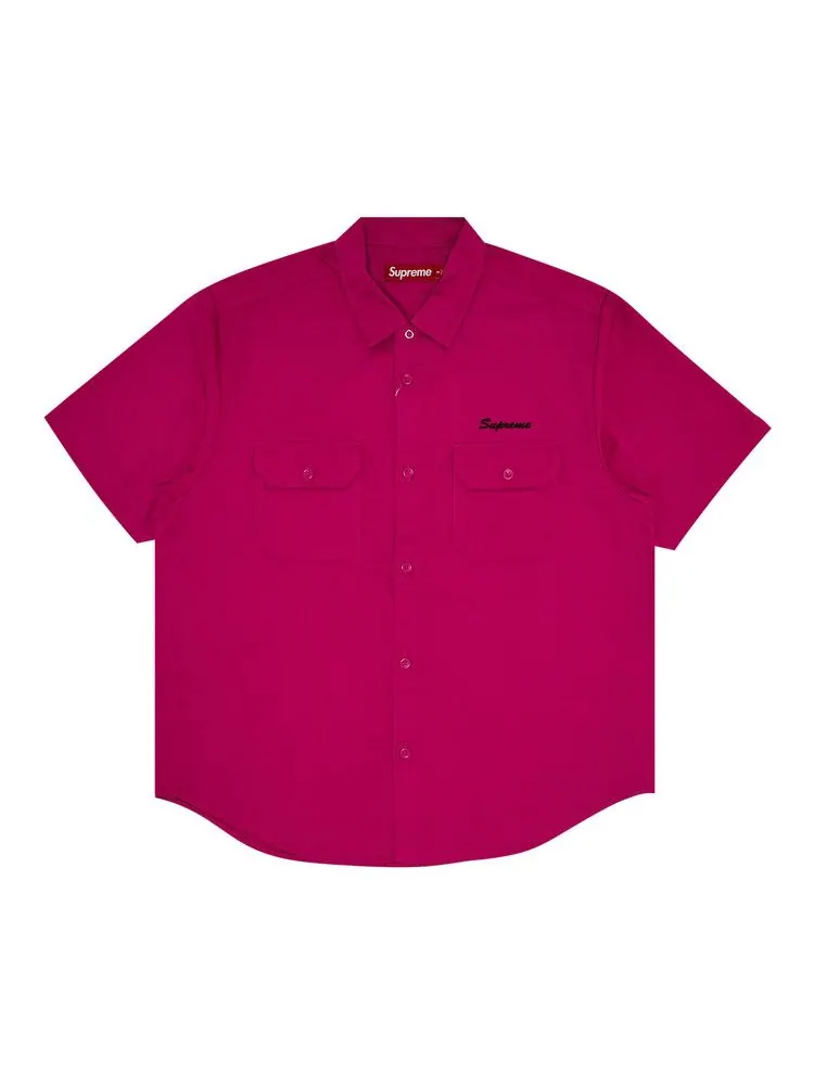 Рубашка Supreme Rhinestone Pin Up Short-Sleeve Work Shirt — изображение 1 из 3, фуксия