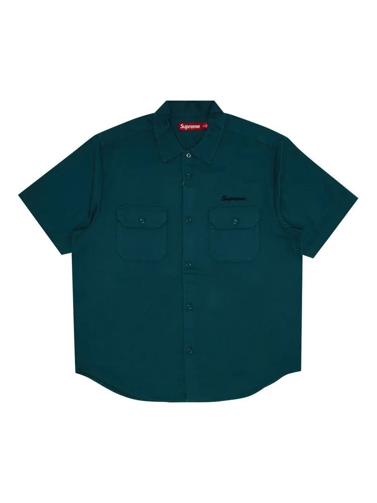 Рубашка Supreme Rhinestone Pin Up Short-Sleeve Work Shirt — изображение 1 из 3, зеленый