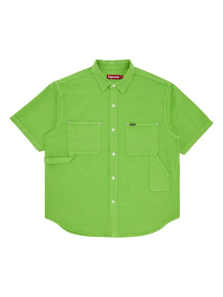 Рубашка Supreme Loose Fit Short-Sleeve Denim Painter Shirt — изображение 1 из 2, зеленый