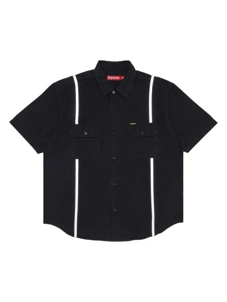 Рубашка Supreme Reflective Stripe Short-Sleeve Work Shirt — изображение 1 из 3, черный