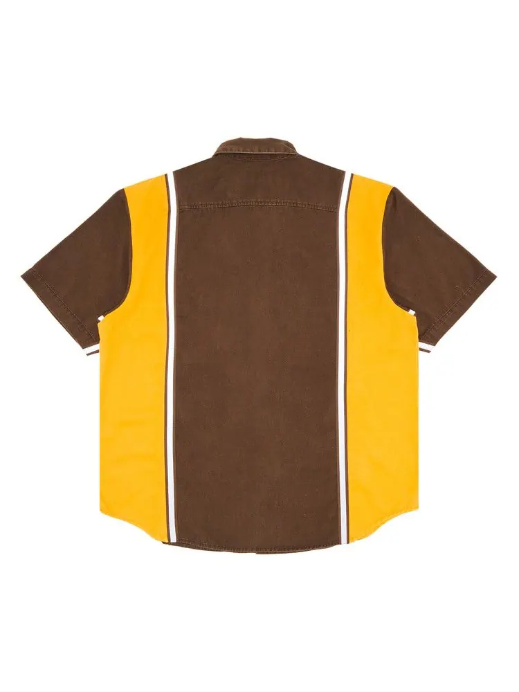Рубашка Supreme Reflective Stripe Short-Sleeve Work Shirt — изображение 2 из 3, коричневый