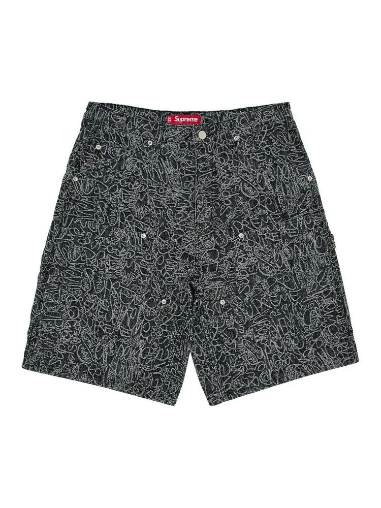 Шорты Supreme Handwriting Double Knee Denim Short — изображение 1 из 3, черный