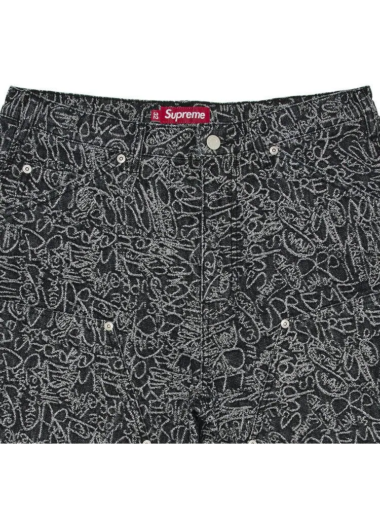Шорты Supreme Handwriting Double Knee Denim Short — изображение 3 из 3, черный