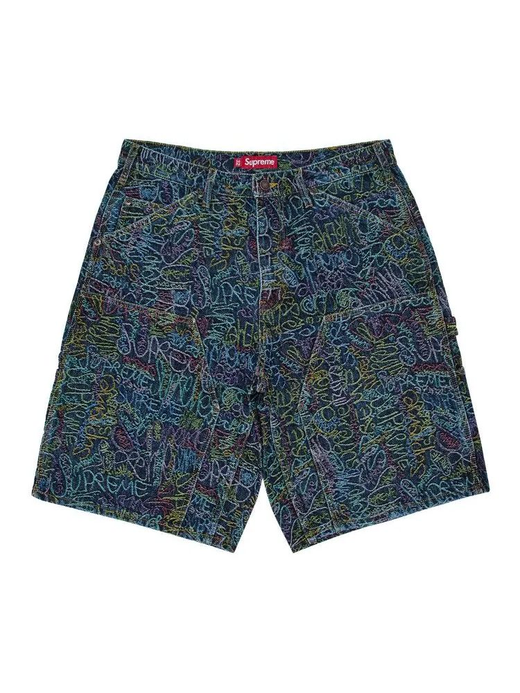 Шорты Supreme Handwriting Double Knee Denim Short — изображение 1 из 3, синий