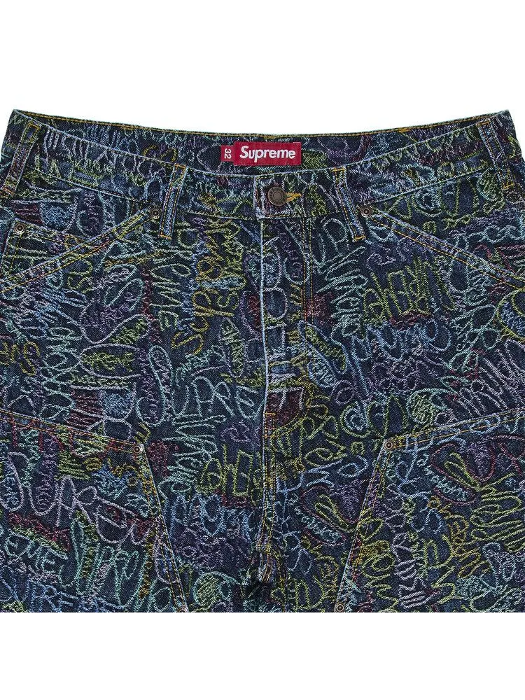 Шорты Supreme Handwriting Double Knee Denim Short — изображение 3 из 3, синий