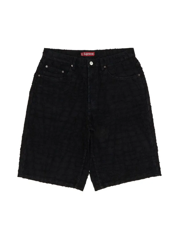 Шорты Supreme Frayed Croc Baggy Denim Short — изображение 1 из 3, черный