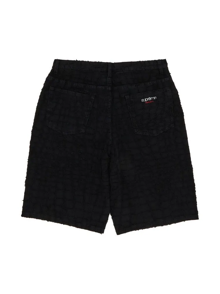 Шорты Supreme Frayed Croc Baggy Denim Short — изображение 2 из 3, черный