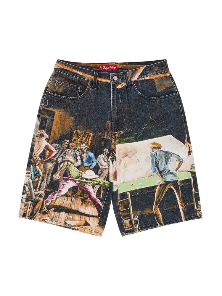 Шорты Supreme x Ernie Barnes Baggy Denim Short, Pool Hall — изображение 1 из 3, мульти