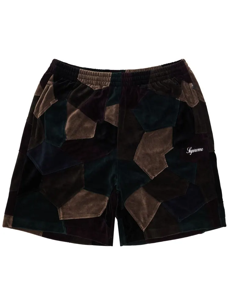 Шорты Supreme Patchwork Velour Short — изображение 1 из 3, синий