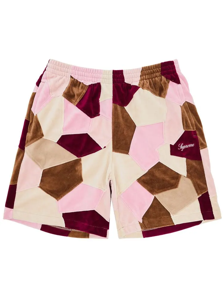 Шорты Supreme Patchwork Velour Short — изображение 1 из 3, бежевый