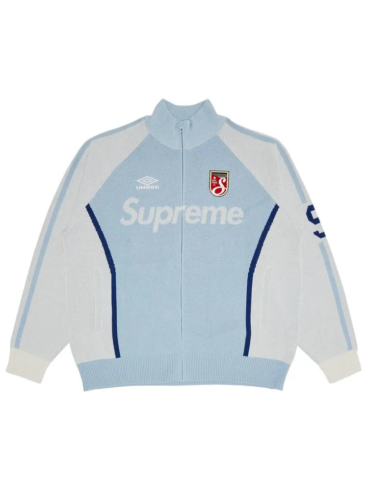 Свитер Supreme x Umbro Zip Up Sweater — изображение 1 из 3, светлый синий