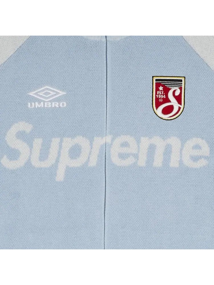 Свитер Supreme x Umbro Zip Up Sweater — изображение 3 из 3, светлый синий