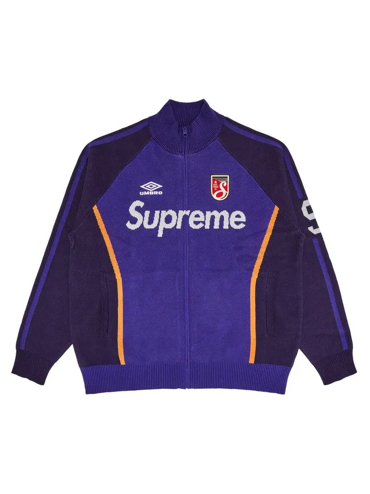 Свитер Supreme x Umbro Zip Up Sweater — изображение 1 из 3, фиолетовый
