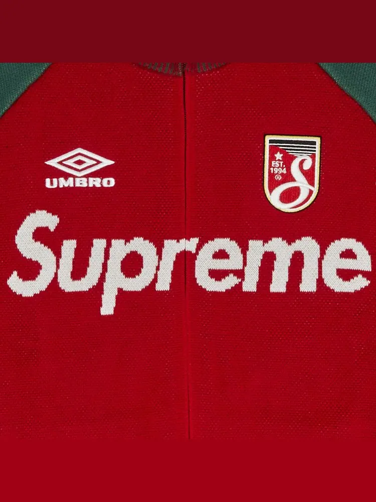 Свитер Supreme x Umbro Zip Up Sweater — изображение 3 из 3, красный