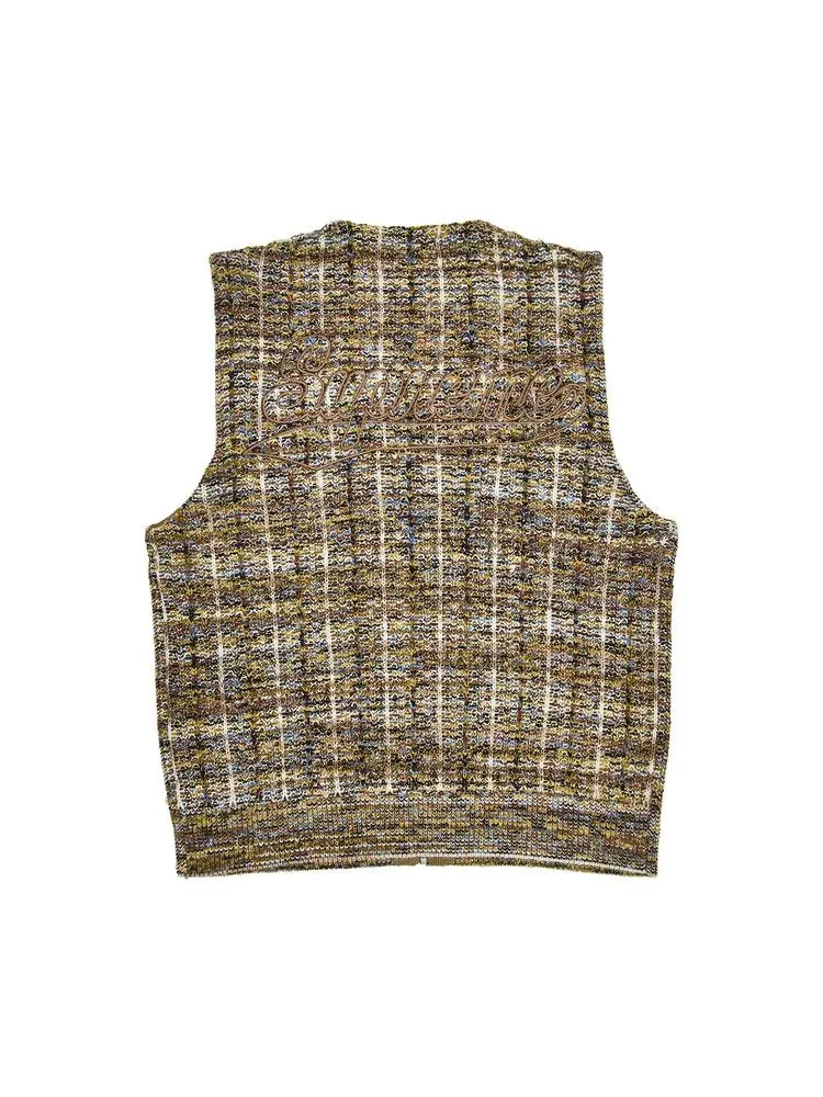 Свитер Supreme Speckled Zip Up Sweater Vest — изображение 2 из 3, бежевый