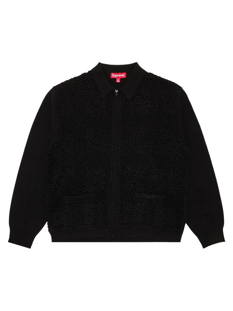 Кардиган Supreme Crochet Zip Up Cardigan 'Black' — изображение 1 из 3, черный