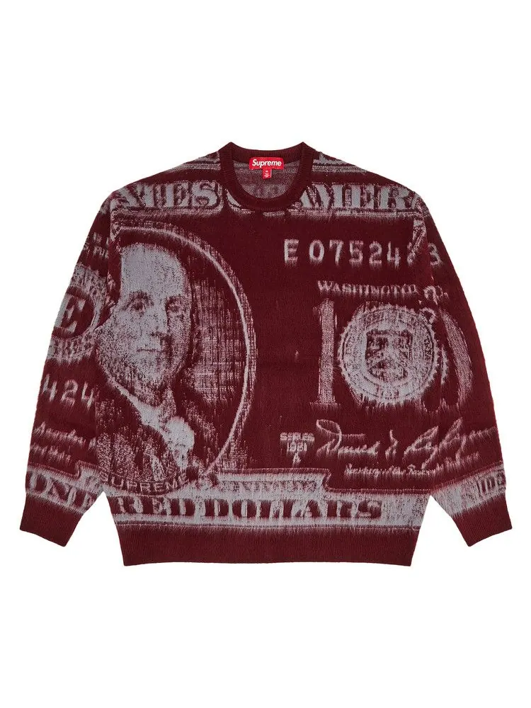 Свитер Supreme Money Sweater — изображение 1 из 3, бордовый