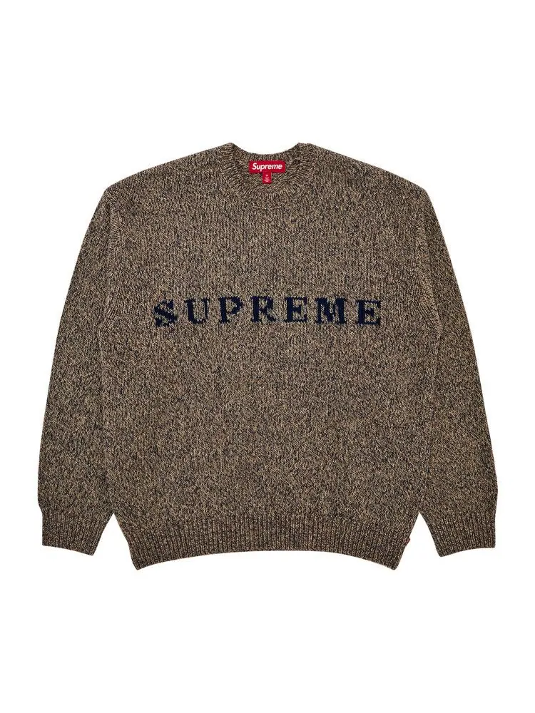 Свитер Supreme Contrast Logo Sweater, Taupe Mélange — изображение 1 из 2, бежевый