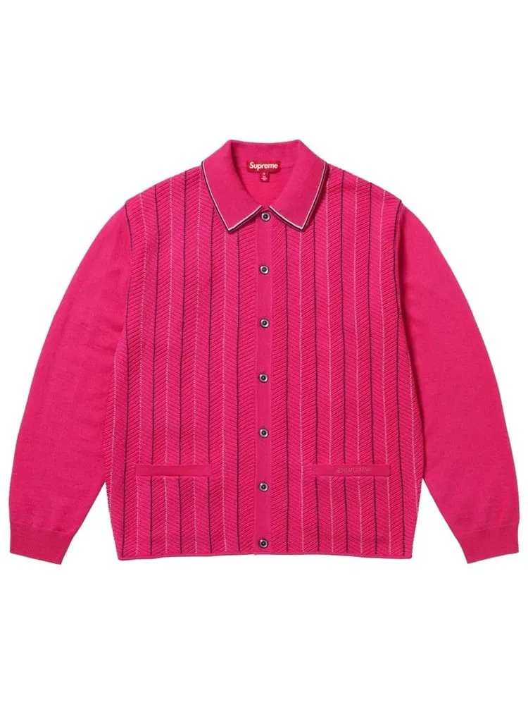 Кардиган Supreme в елочку — изображение 1 из 1, розовый
