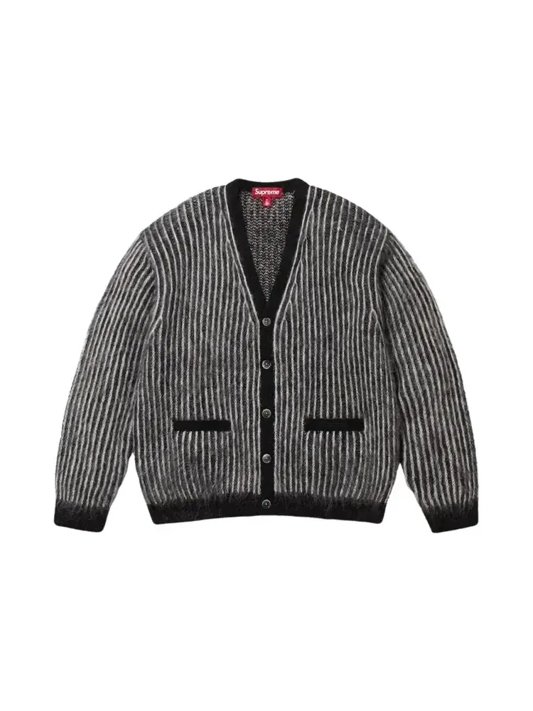 Двухцветный мохеровый кардиган Supreme — изображение 1 из 1, черный