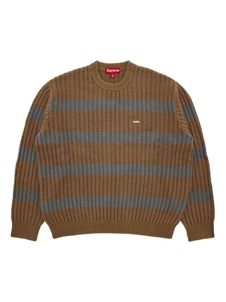 Свитер Supreme Loose Gauge Stripe Small Box Sweater — изображение 1 из 3, хаки
