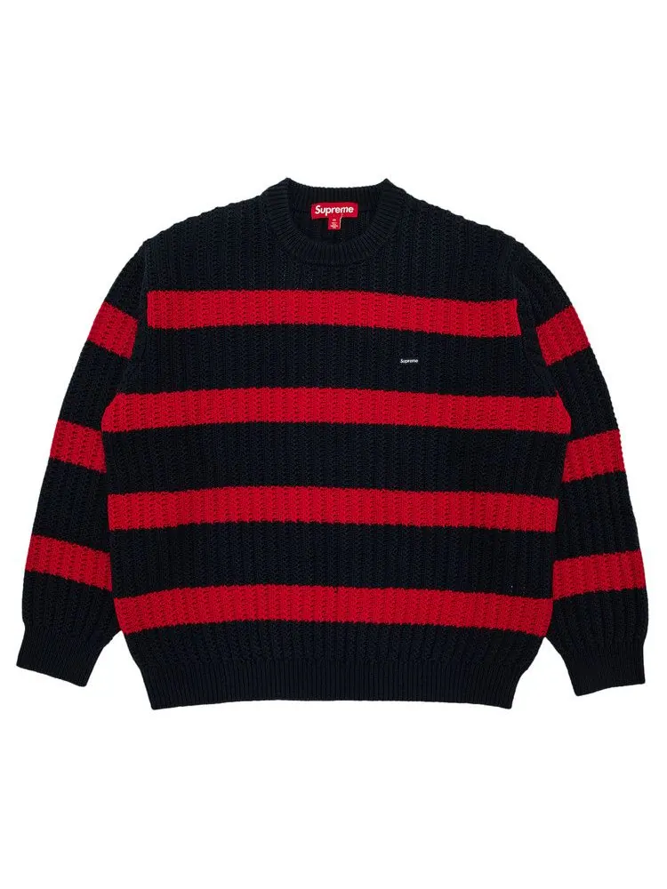 Свитер Supreme Loose Gauge Stripe Small Box Sweater — изображение 1 из 3, темно-синий