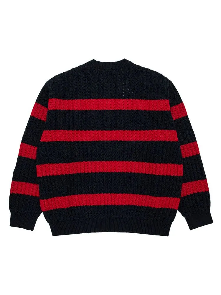 Свитер Supreme Loose Gauge Stripe Small Box Sweater — изображение 2 из 3, темно-синий