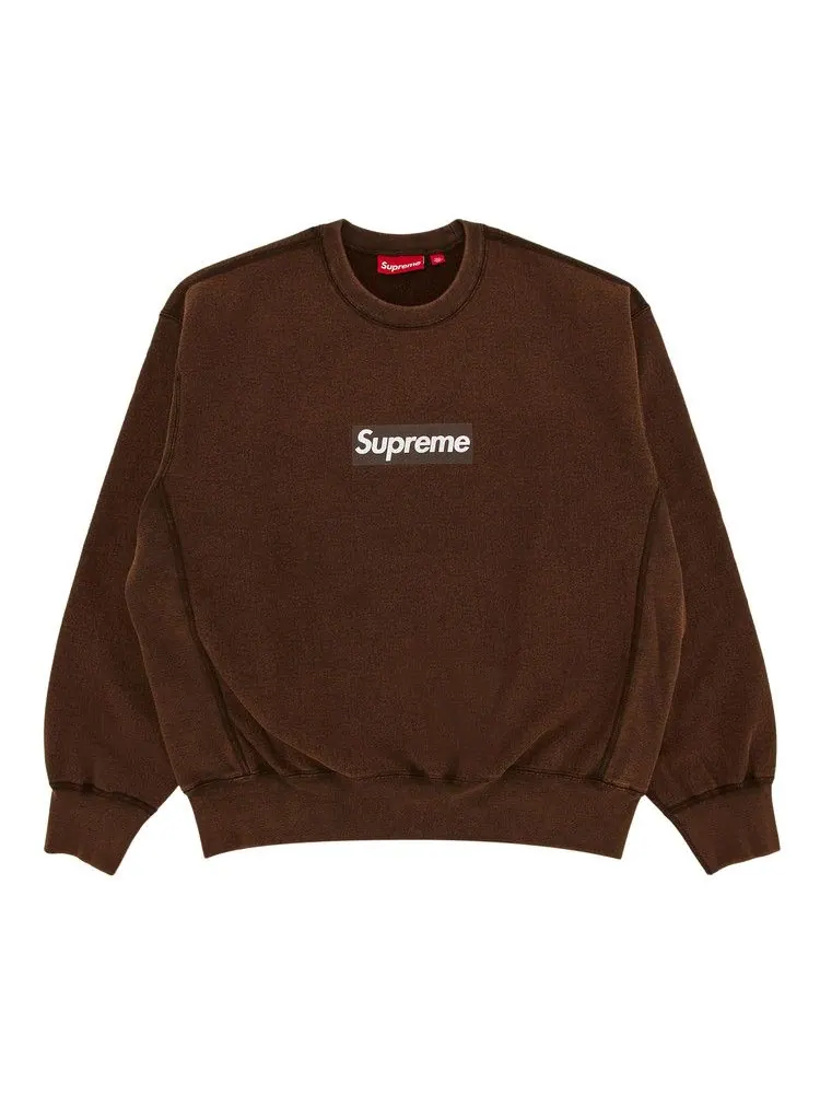 Свитер Supreme Washed Box Logo Crewneck — изображение 1 из 2, коричневый