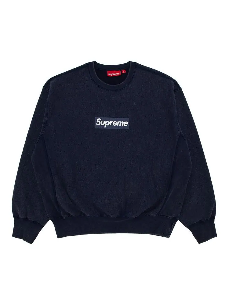 Свитер Supreme Washed Box Logo Crewneck — изображение 1 из 2, темно-синий