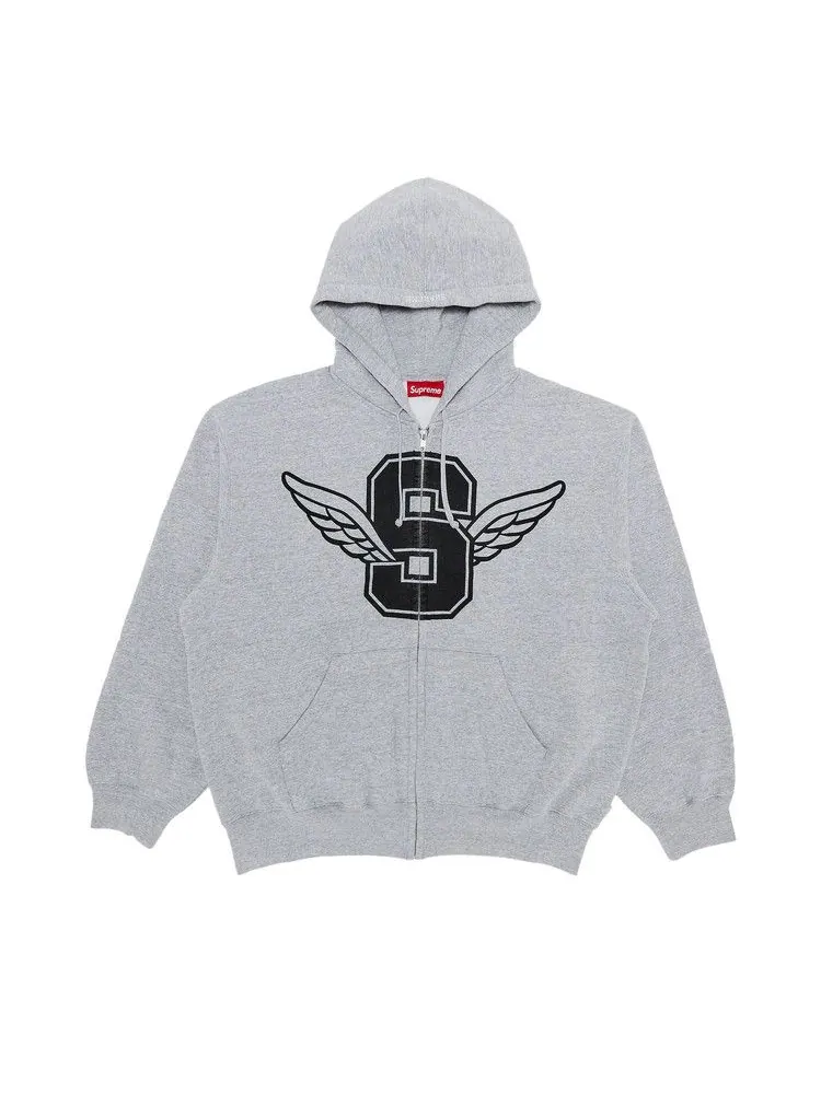 Толстовка Supreme Wings Zip Up Hooded Sweatshirt — изображение 1 из 2, серый