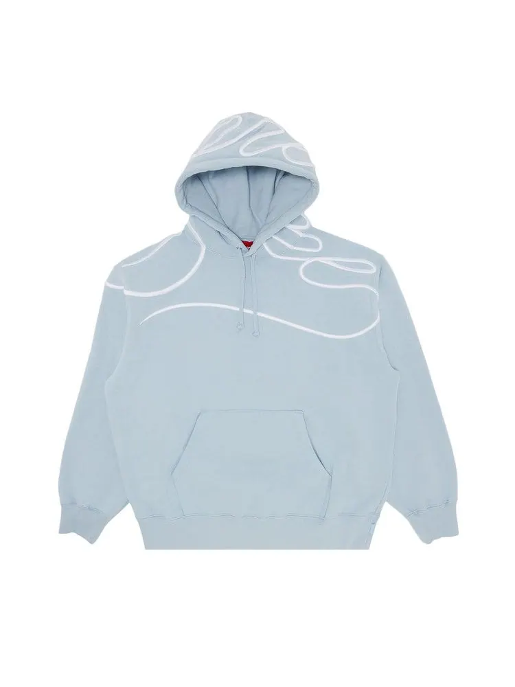 Толстовка Supreme Shoulder Script Hooded Sweatshirt — изображение 1 из 3, светлый синий