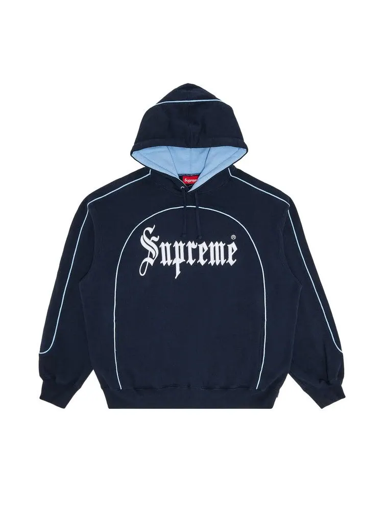Толстовка Supreme Curve Piping Hooded Sweatshirt — изображение 1 из 3, темно-синий