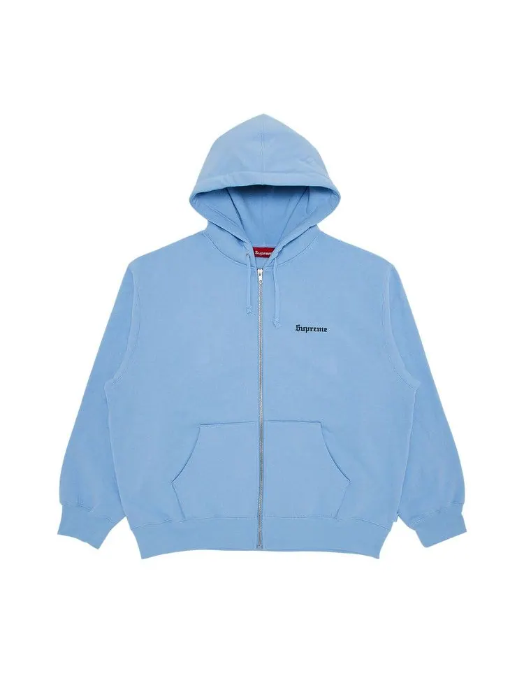 Толстовка Supreme Crest Zip Up Hooded Sweatshirt — изображение 1 из 1, светлый синий