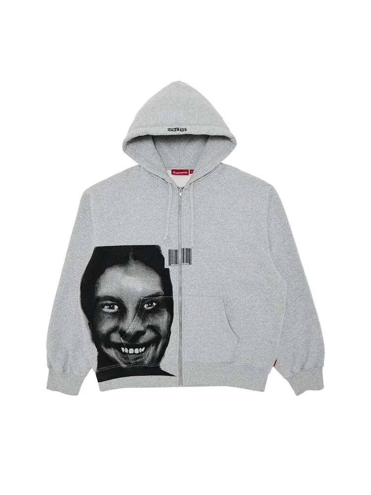 Толстовка Supreme x Aphex Twin Zip Up Hooded Sweatshirt — изображение 1 из 3, серый