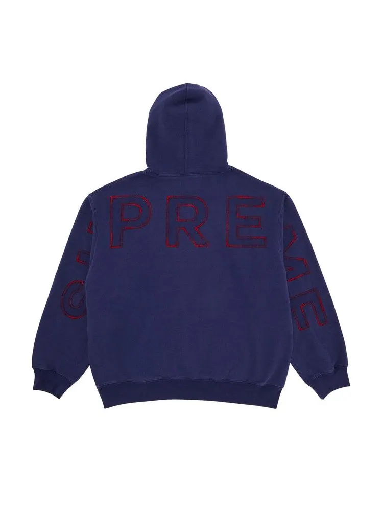 Толстовка Supreme Frayed Hooded Sweatshirt — изображение 1 из 3, темно-синий