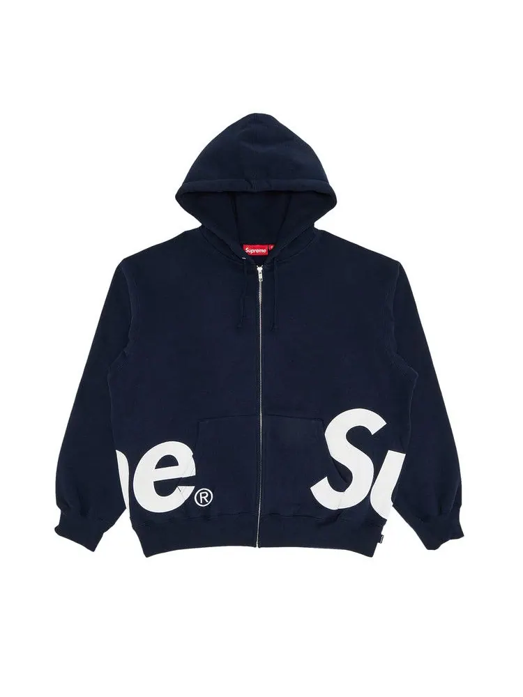 Толстовка Supreme Big Logo Zip Up Hooded Sweatshirt — изображение 1 из 3, темно-синий