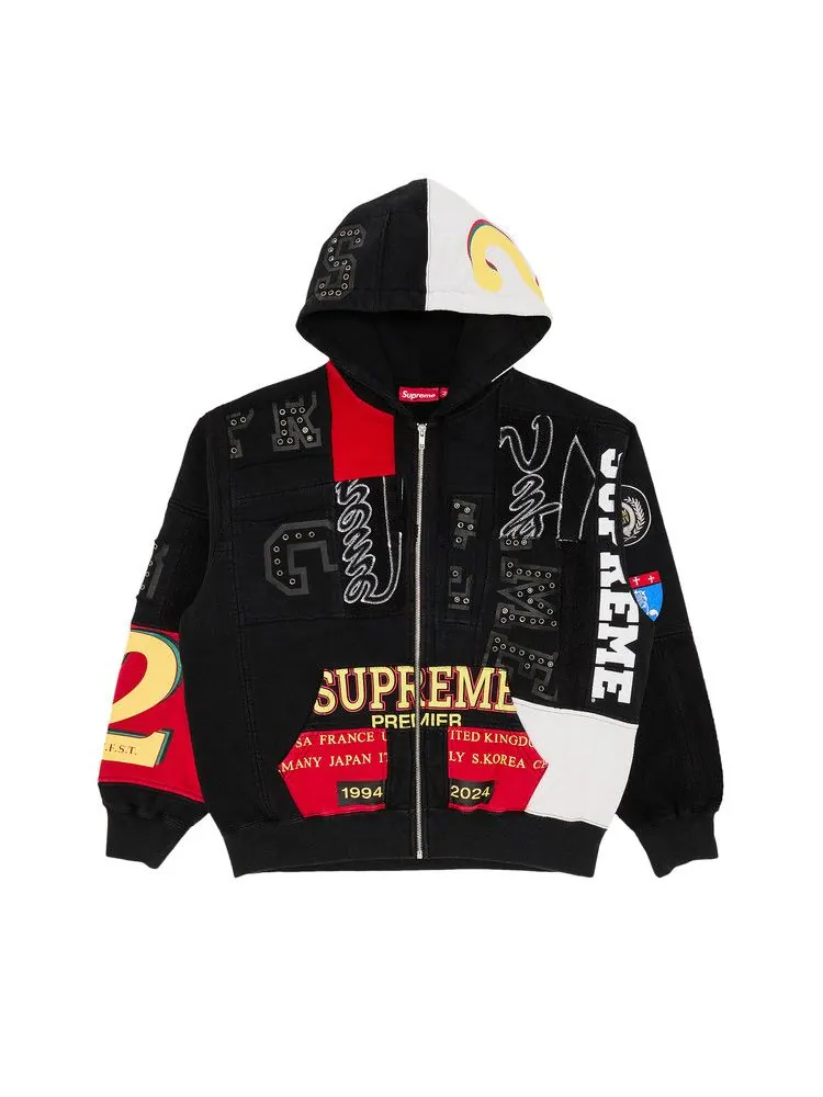 Толстовка Supreme Patchwork Zip Up Hooded Sweatshirt — изображение 1 из 3, черный