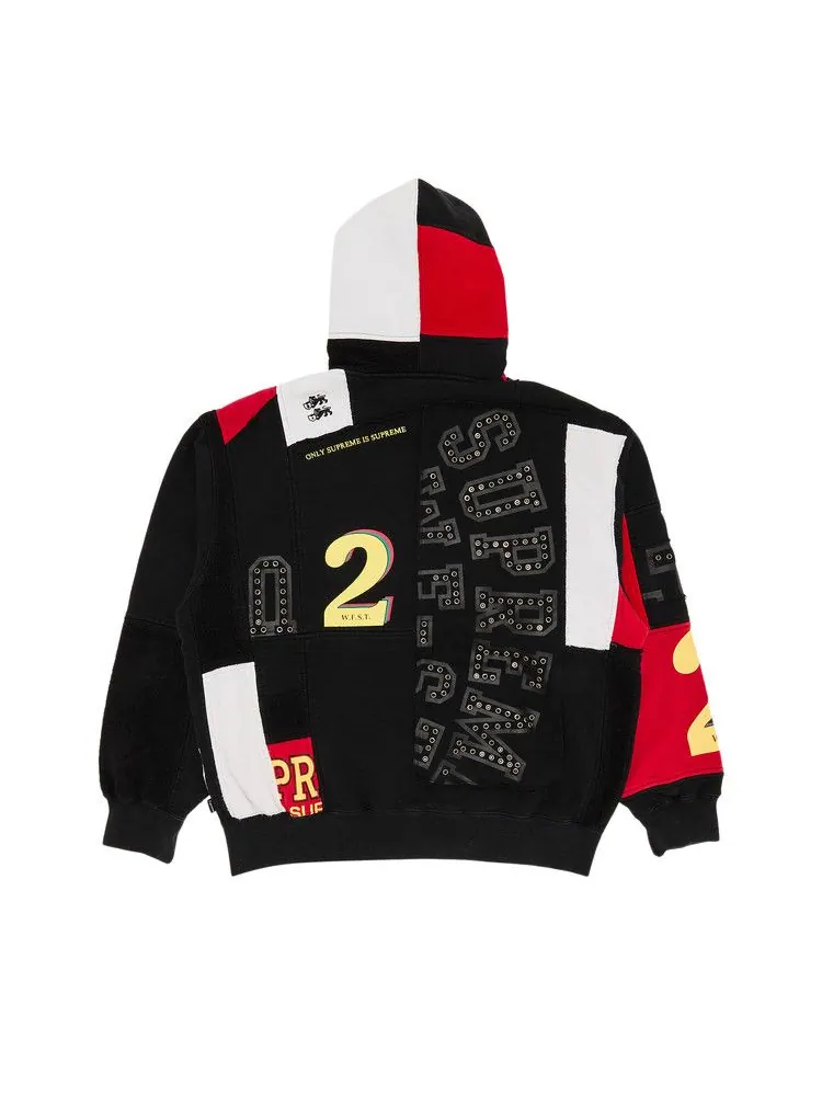 Толстовка Supreme Patchwork Zip Up Hooded Sweatshirt — изображение 2 из 3, черный