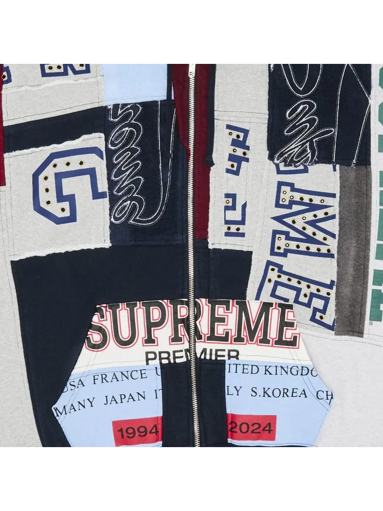 Толстовка Supreme Patchwork Zip Up Hooded Sweatshirt — изображение 3 из 3, темно-синий