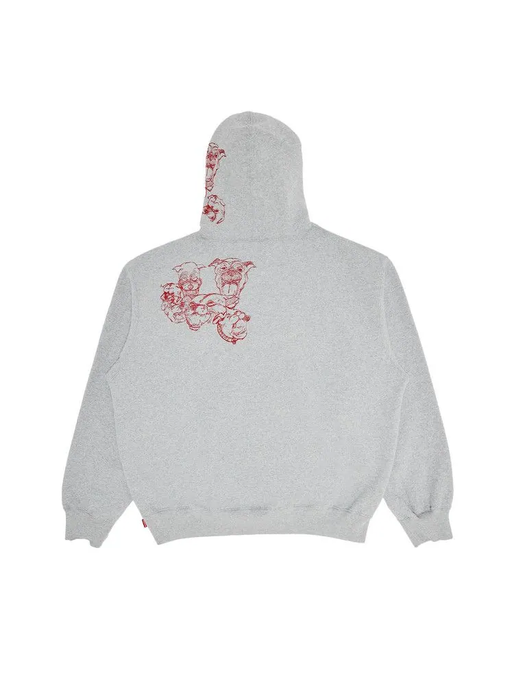 Толстовка Supreme Pitbulls Embroidered Hooded Sweatshirt — изображение 2 из 3, серый
