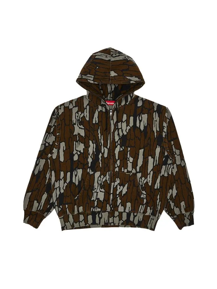 Толстовка Supreme Work Zip Up Hooded Sweatshirt, Mossy Oak Trebark Camo — изображение 1 из 2, зеленый
