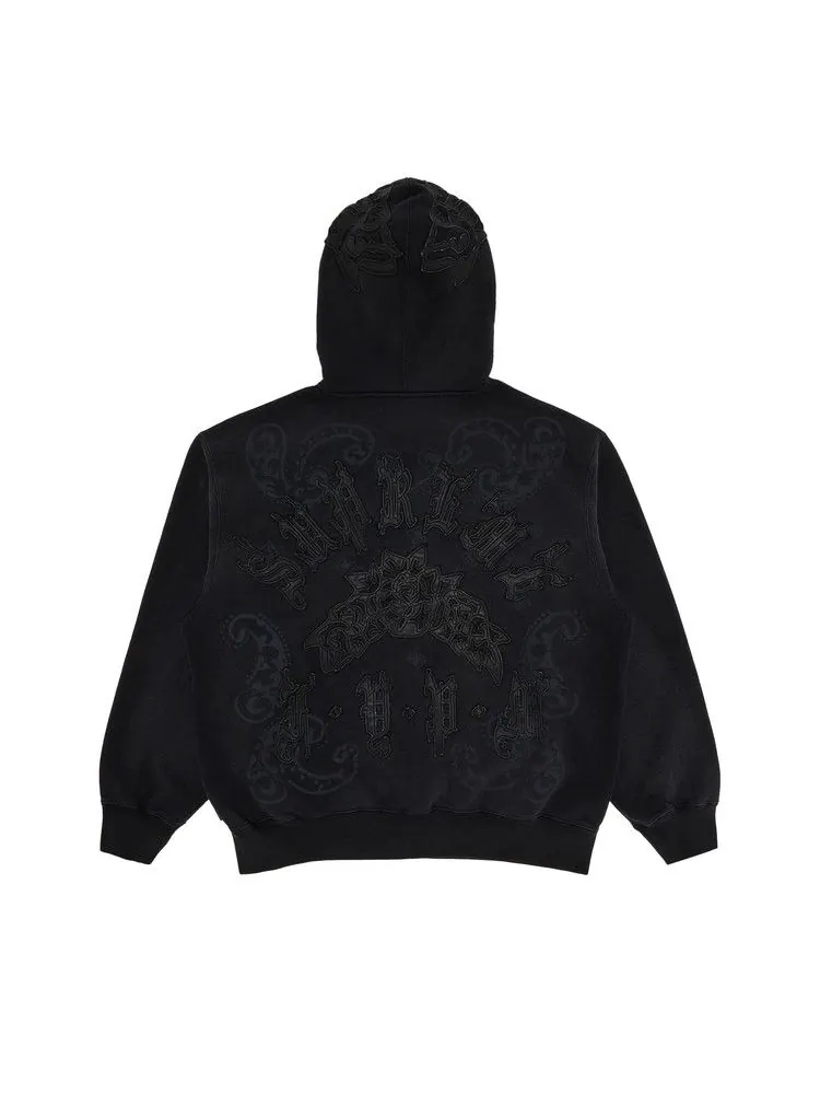 Толстовка Supreme Leather Appliqué Zip Up Hooded Sweatshirt — изображение 2 из 3, черный