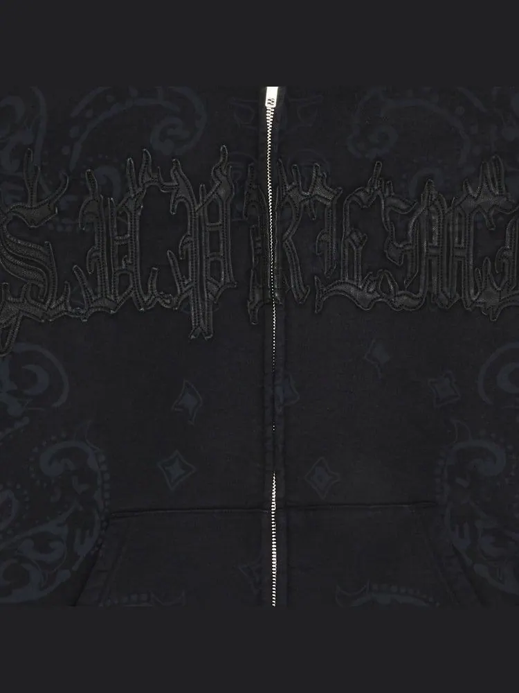 Толстовка Supreme Leather Appliqué Zip Up Hooded Sweatshirt — изображение 3 из 3, черный