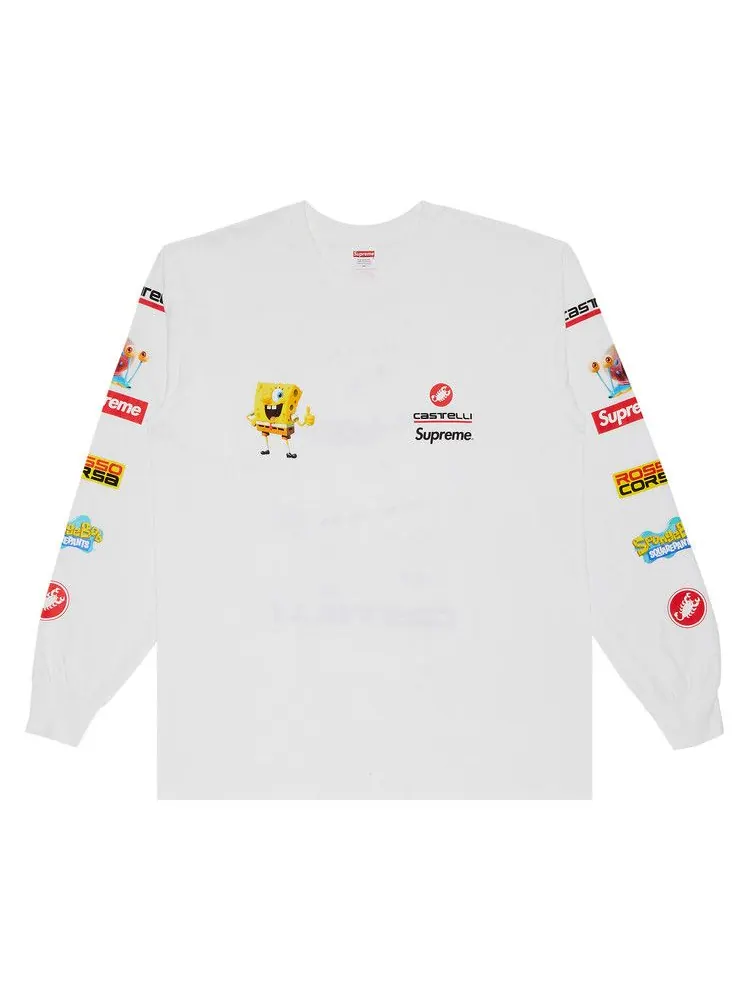 Футболка Supreme x Spongebob Squarepants x Castelli Racing Long-Sleeve Tee