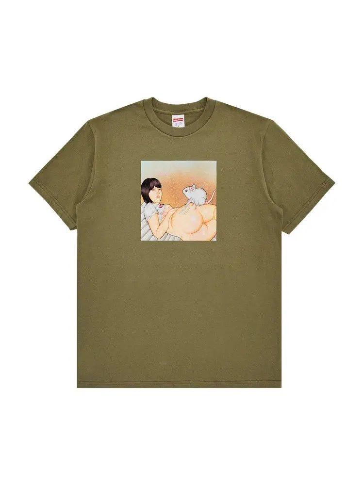 Футболка Supreme Mouse Tee — изображение 1 из 2, светлый оливковый