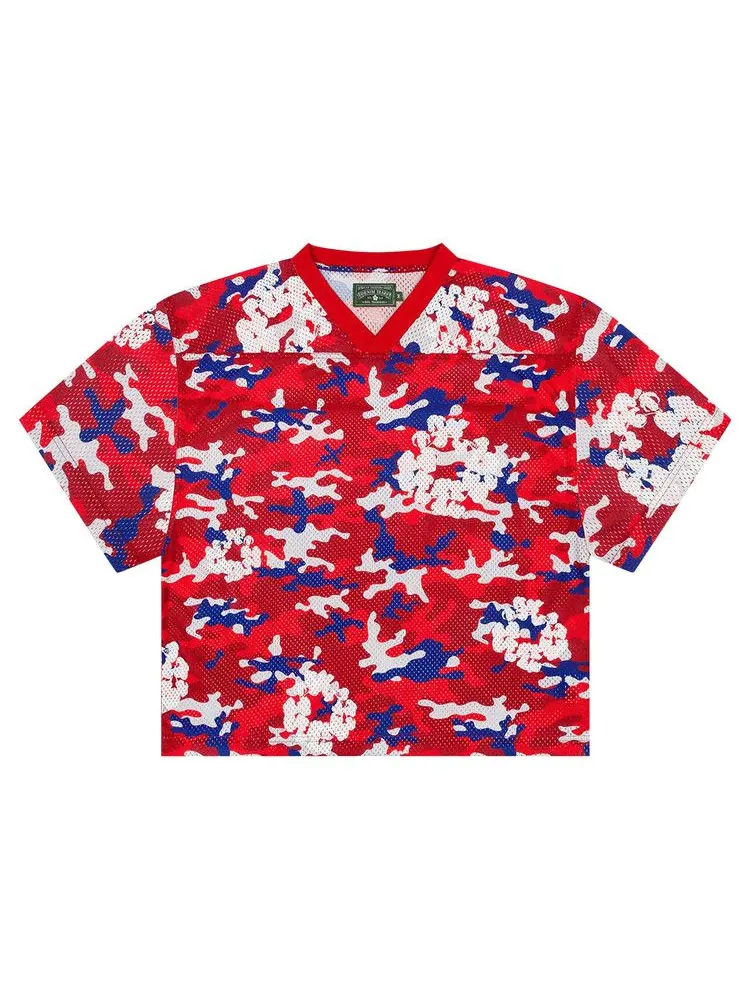 Топ Denim Tears Camo Cotton Wreath Mesh Football Top — изображение 1 из 2, красный