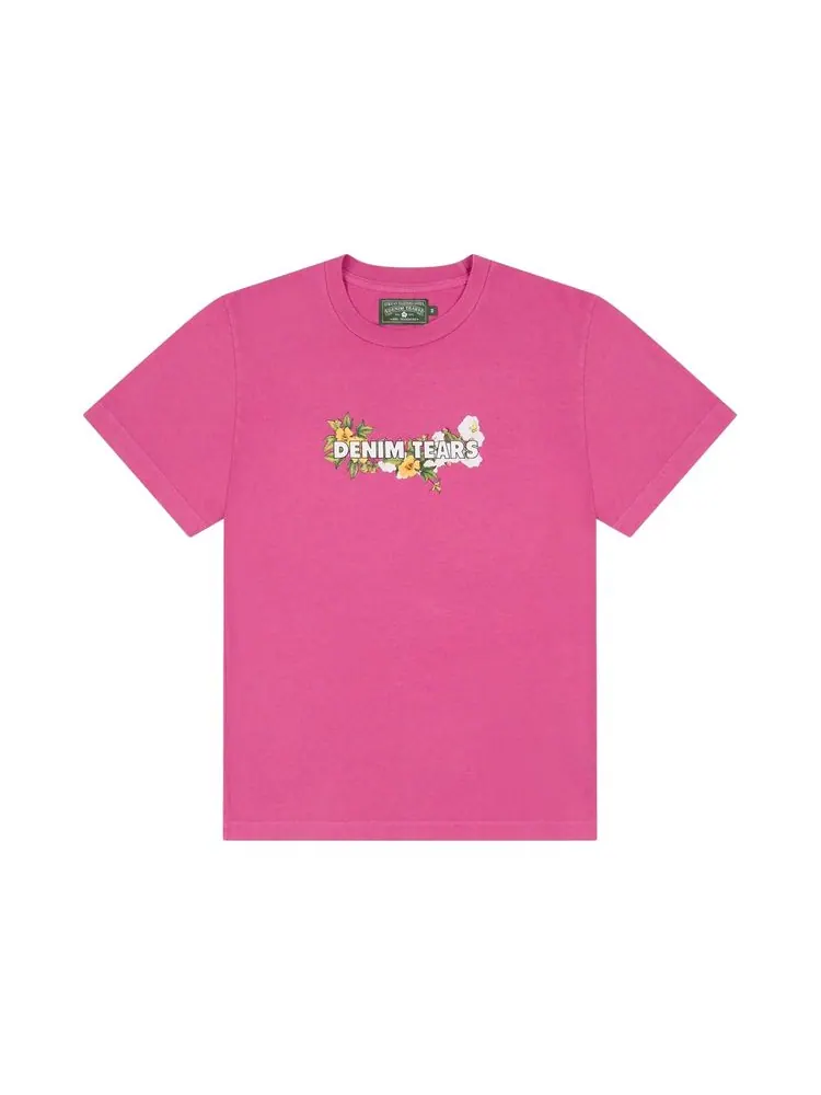 Футболка Denim Tears Cotton Floral Logo Tee 'Pink' — изображение 1 из 1, розовый